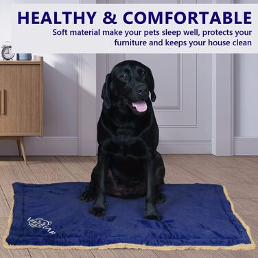 Килимок для собак, ліжко для великих собак Comfy - миючий, плюшевий, стильний, 110x70 см, блакитний