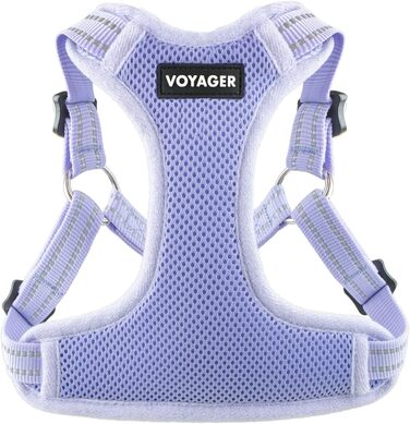 Шлейка для собак Voyager регульована з світловідбиваючими смугами Best Pet Supplies - міцна жилетка для повного тіла без натягу з кільцем для повідка D-подібної форми, дихаюча, Рожева, розмір XS (Обхват грудей: 13 - 16')