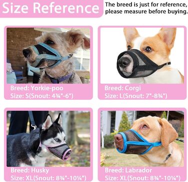 Нашийник-маска для собак LUCKYPAW, сітка, великі та середні породи, м'яка, запобігає укусам, пити можна, дихає, регулюється, для цуценят (XXL (морда: 26,4 см), XL (морда: 20-27 см))