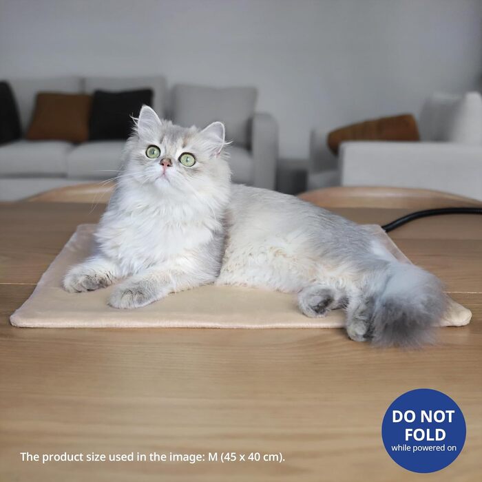 Кішечковий та собачий килимок NICREW з підігрівом 40x45 см, стабільна температура, антигризунковий кабель, хакі, 30 Вт