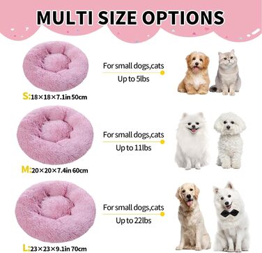М'яке ліжко для котів Donwei, ліжко-подушка для собак, круглі ліжечка для котів, рожеве (60 см)