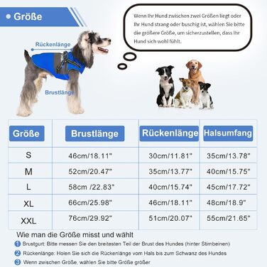 Зимова куртка для собак, дихаюча та водонепроникна - шлейка для собак з світловідбиваючими смугами - теплий одяг для собак малих та середніх порід та цуценят S, темно-синій