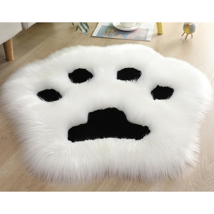 Килимок з принтом лап собак, штучне хутро, 90x90 см, для вітальні та спальні