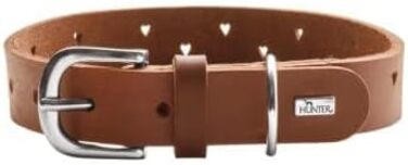 Нашийник для собак HUNTER Aalborg Soul, колір коньячний з сердечком, міцний, розмір 30