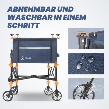 Складаний вагончик Homecall для відпочинку, покупок та транспортування (100 кг, Navy Blue)