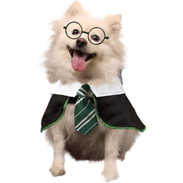 Костюм для собак на Хелловін Coomour: сорочка чарівника, костюм з окулярами, зелений, XL