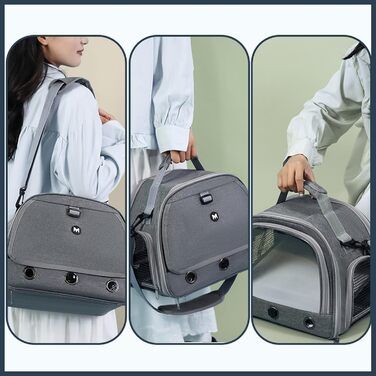 Транспортна переноска для кота, кролика, хом'яка, морської свинки, сіра. Зручна, складна, дихаюча переноска для тварин