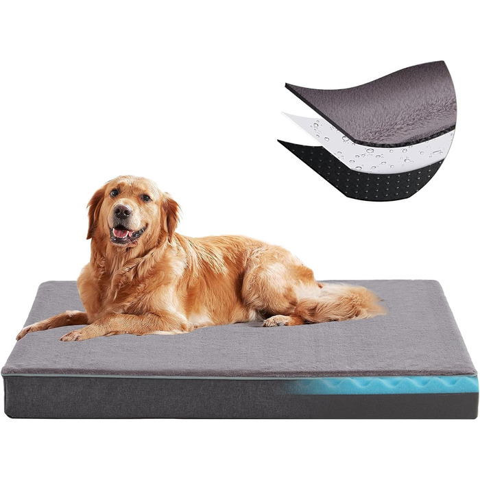 Ортопедичне ліжко для собак з memory foam, літо, великі породи, миється, з штучним хутром, водонепроникне, XXXL (127 см), бестселер: м'який плюш кролика