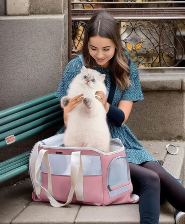 Сумка-переноска для собак і котів ALLSOPETS, дихаюча, знімний матрац, для малих тварин, рожева