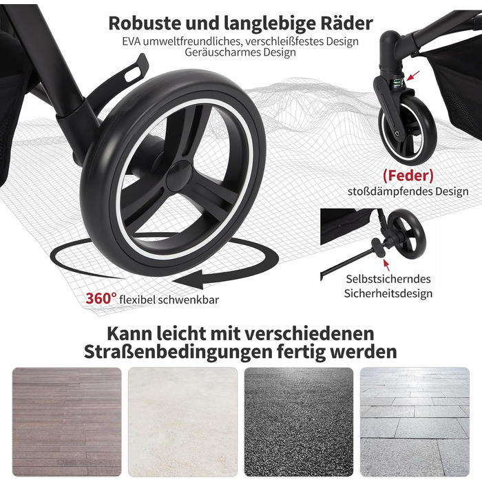 Складаний візок для собак та візок-буги для тварин до 15 кг, одноярусний, з повідцями безпеки, сітковими вікнами та місцем для зберігання, ідеальний для подорожей та прогулянок, чорний