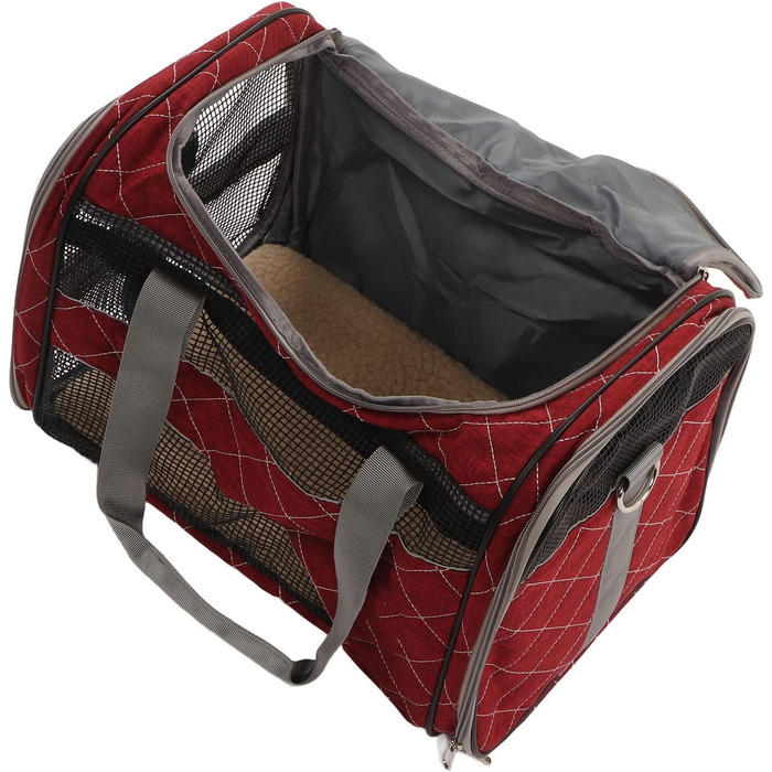 Транспортна переноска для собак та котів, складана, дихаюча, м'яка переноска з плечовим ремінцем (Бургунді)