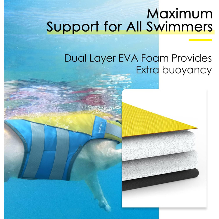 ThinkPet Жилет рятувальний для собак, світловідбиваючий, з регулюванням, для плавання (Жовто-блакитний, L)