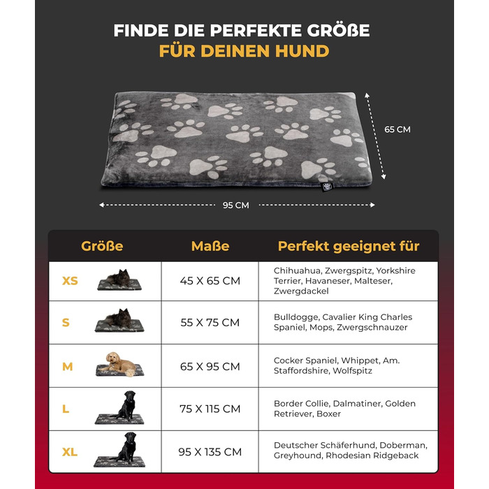 Лежак для собак HS-Hundebett® 65x95 см, двосторонній, м'який, антрацит, для дивана, авто та переноски, 3 см наповнювач, вироблено в Німеччині