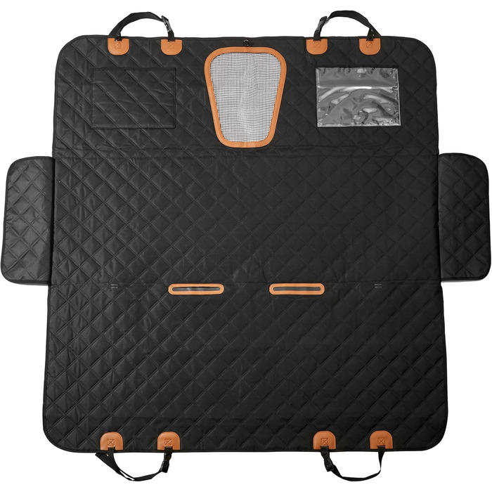 Захисний коврик для собаки в авто 137x147 см, з кріпленням на ремінь безпеки, водовідштовхуючий, стійкий до подряпин, чорний, для легкових автомобілів, позашляховиків, вантажівок