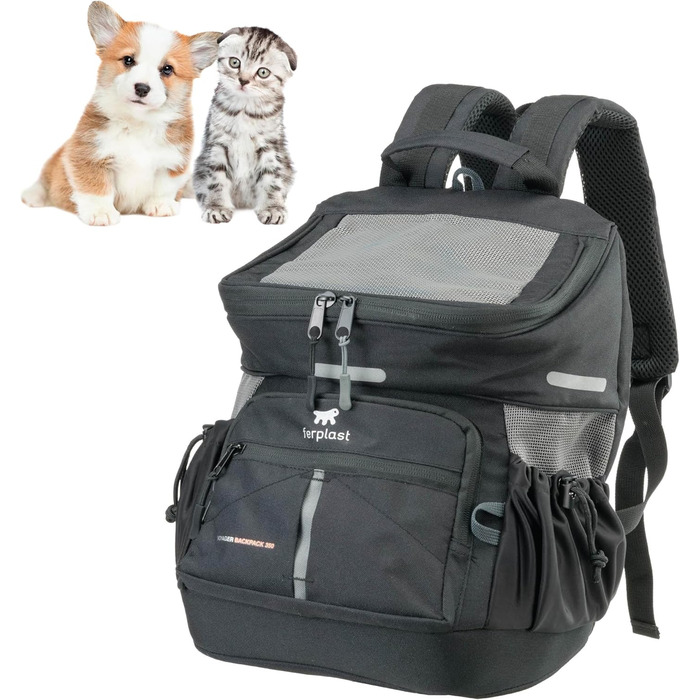 Рюкзак для собак та котів Ferplast Voyager M-L, чорний, до 10 кг, 29 x 21 x 36 см