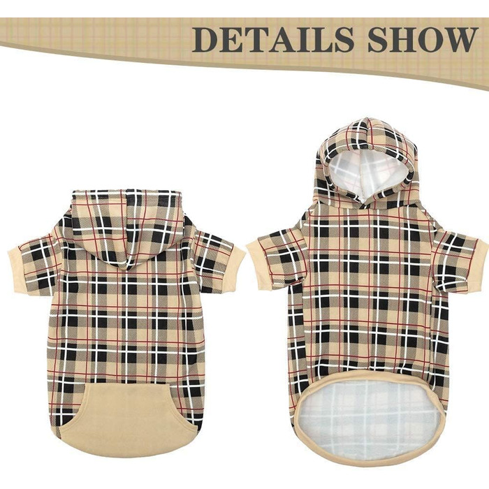 Пуловер для собак EXPAWLORER в британському стилі з тартаном, теплий, з отвором для повідка, для маленьких та середніх собак