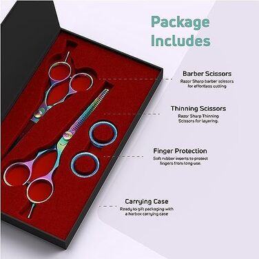 Набір професійних ножиць для стрижки волосся Suvorna 5.5 дюймів (2 шт.) - ножиці для фрізурів, барберські ножиці, ножиці для розрідження волосся. Для салонного використання.