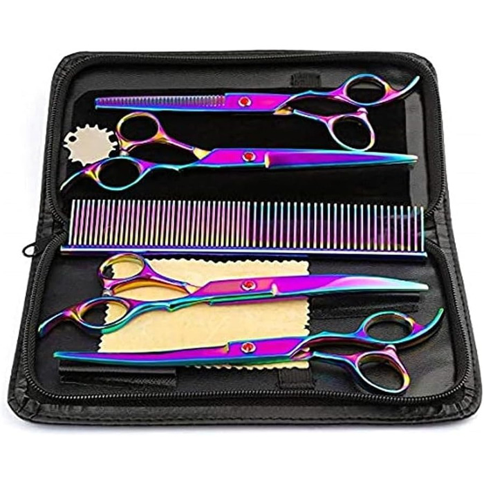 Професійна ножиця для грумінгу собак, вигнута та пряма, набір ножиць для догляду за собаками, 7 дюймів