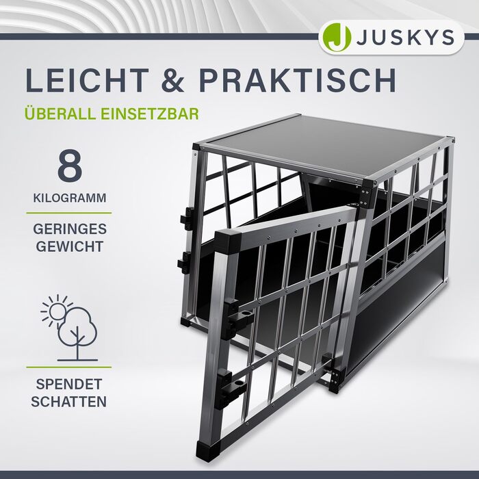 Транспортна переноска для собак Juskys Alu M - алюмінієва переноска для собак, 69x54x51 см, міцна та легка у догляді