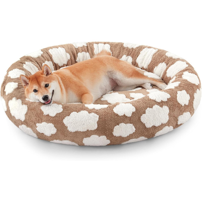 Кругле ортопедичне ліжко для собак JOEJOY Donut, коричневе, L (36x36x10)