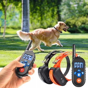 Електричний нашийник для дресирування собак з LCD-дисплеєм, водонепроникний (набір 2 шт.), чорний та помаранчевий