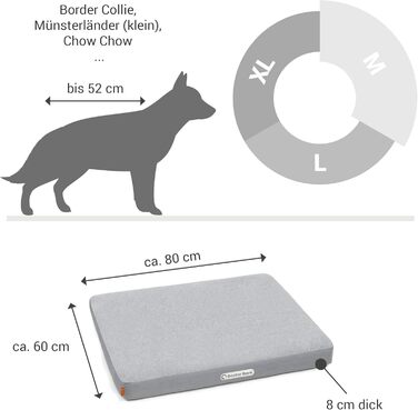 Ортопедичний лежак для собак Doctor Bark з флісовою поверхнею, 80x60 см, сірий (M)