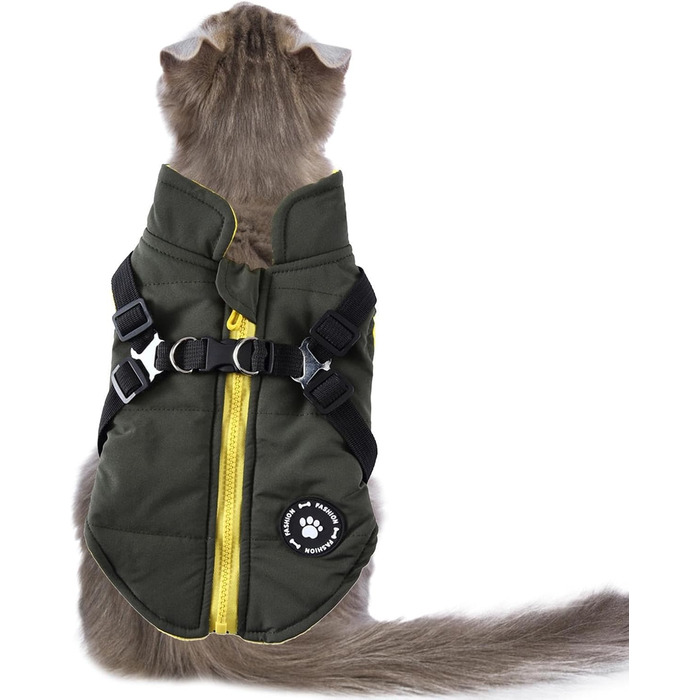 Зимовий теплий одяг для собак: теплий жилет з шлейкою, теплий зимовий одяг, для цуценят, маленьких, середніх та великих собак (зелений, XL)