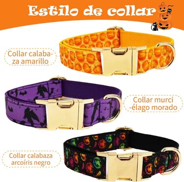 Персоналізоване собаче ошийник з металевою застібкою, двостороннє оксамитове ошийник з іменем та номером телефону, регульовані розміри для собак маленьких, середніх та великих порід (на Хелловін)