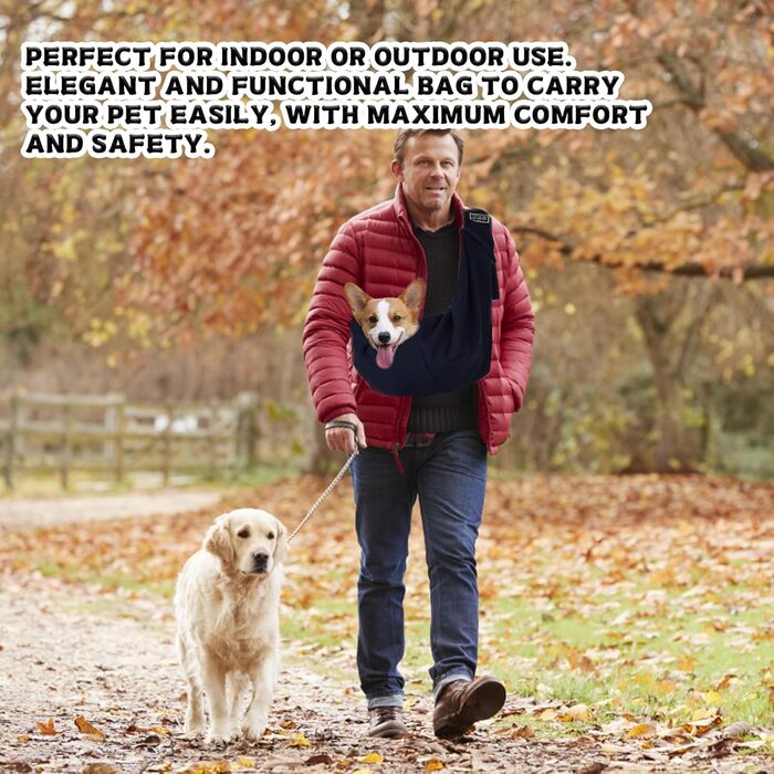 Тканина-слінг для цуценят, двостороння, звільняє руки для собак та котів, м'яка та зручна, регульована сумка-переноска для прогулянок, подорожей та покупок (чорна)