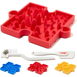 Іграшка-головоломка для собак та котів HowGo з 38+ присосками | Антиковзка, міцна, з силікону без BPA | Зменшує нудьгу та тривогу (1 шт, Червоний)