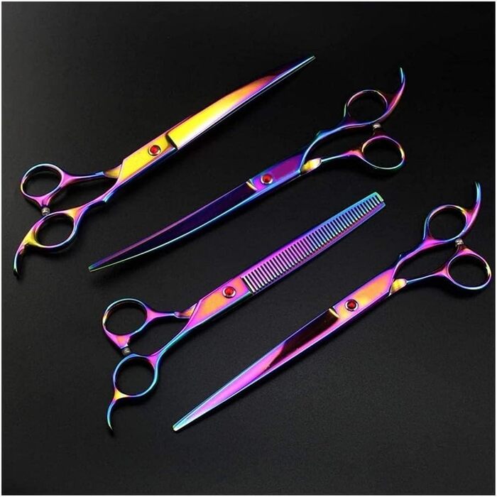 Професійні ножиці для собак, вигнуті ножиці, ножиці для стрижки шерсті собак, набір професійних ножиць для грумінгу, включаючи прямі та злегка вигнуті моделі