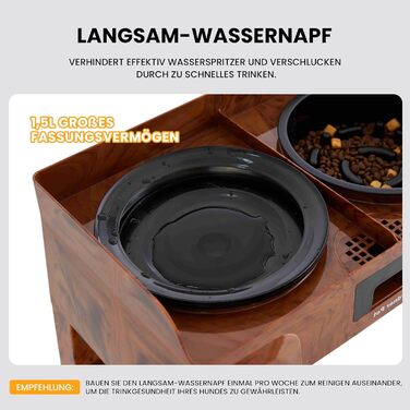 Підвищена годівниця для собак Gardner, 2-в-1: миска для води без розливання та миска для повільного годування з регульованою висотою, 5 рівнів, протиковзна годівниця для середніх та великих собак