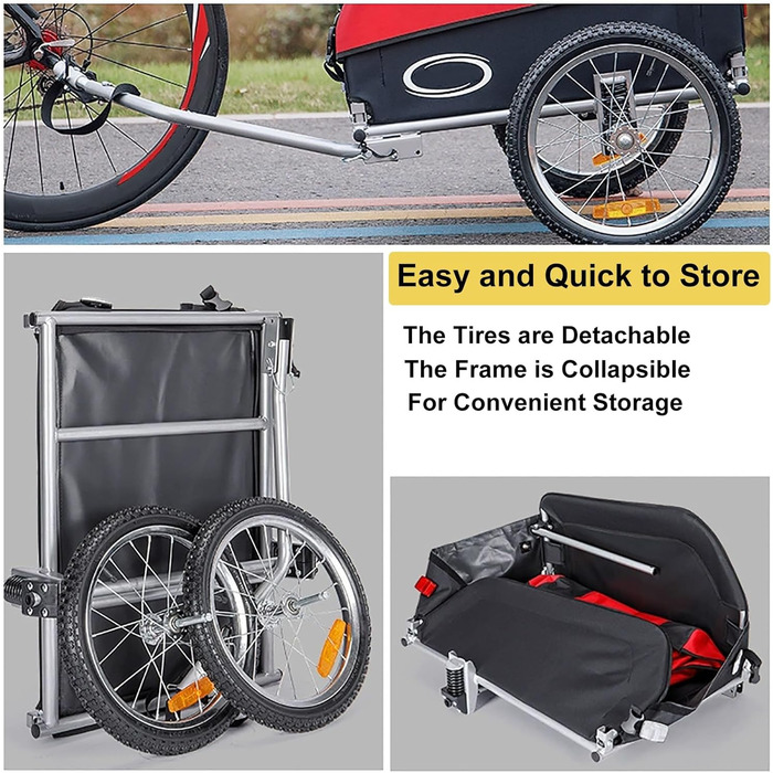 Складаний вантажний причіп для велосипеда: кемпінг, відпочинок, для собак, з відбивачами, легко кріпиться, блакитний