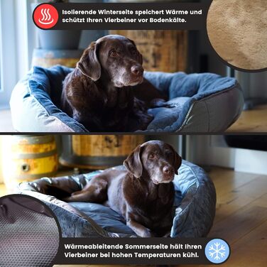 Ортопедичне ліжко для собак Santorini - ізольоване двостороннє ліжко з ефектом пам'яті, знімає навантаження на суглоби, підходить для осені та зими (M - 60 x 50 x 20 см, помаранчевий / сірий)