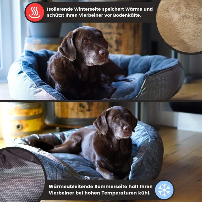 Ортопедичне ліжко для собак Santorini - ізольоване двостороннє ліжко з ефектом пам'яті, знімає навантаження на суглоби, підходить для осені та зими (M - 60 x 50 x 20 см, помаранчевий / сірий)