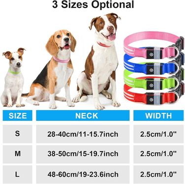 Світлодіодний нашийник для собак Leuchthalsband PcEoTllar, зарядний, 3 режими світіння, водонепроникний, регульований, для малих, середніх та великих собак, блакитний (TC5000), L (48-60 см)