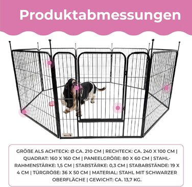 Складаний вольєр MaxxPet для цуценят і домашніх тварин, 16 панелей, 80x100 см, металевий вигульний манеж для собак і кошенят, регульований, для вулиці та дому