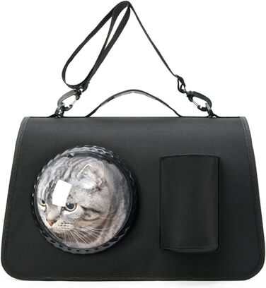 PETCUTE Транспортна сумка для собак та котів, складана, дихаюча, з регульованим плечовим ременем, знімний килимок, схвалена авіакомпаніями, чорна