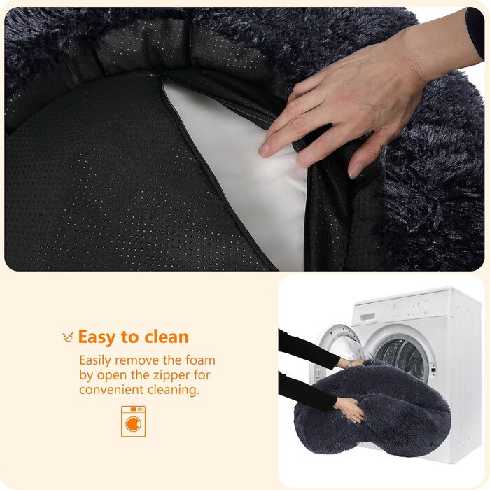 Ортопедичне ліжко для собак, круглі подушки, ліжко для собак, ліжко для котів, м'який кошик для собак, можна прати, діаметр 120 см, темно-сірий колір, розмір 120 x 120 x 20 см