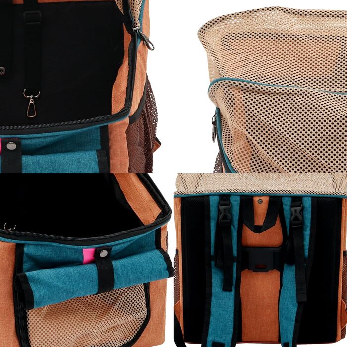 Складаний велосипедний кошик для собак та котів, дихаючий, з тришаровою сіткою, переносна сумка-рюкзак для тварин (Помаранчевий)