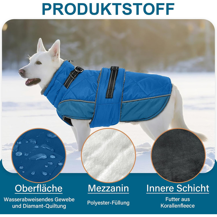 Водонепроникний теплий зимовий одяг для собак великих порід (Німецька дога) з високим коміром, зелений, XL, водонепроникний, для прогулянок в снігу