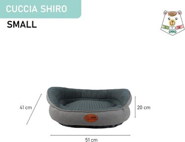 Лежанка для собак та котів Shiro, знімний чохол, легко миється, м'яка з високим бортиком, антиковзаюча підкладка, темно-сірий колір, розмір Small (51 x 41 x 20 см)