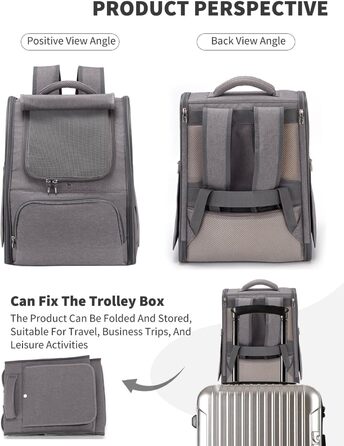 Рюкзак для собак та котів PETCUTE: дихаючий, складаний, для малих порід, сірий