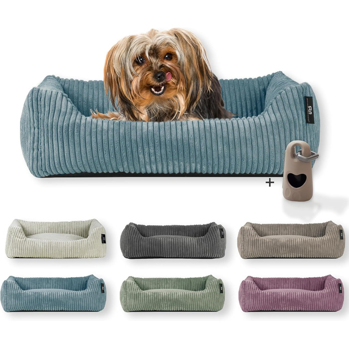 Лежанка для собак Rohrschneider | Миюча, для маленьких та середніх собак | З подушкою Cord | 2 розміри (55x42 см/70x50 см) + пакетики для вигулу (Турквіс 55 см, Cordstoff breit)