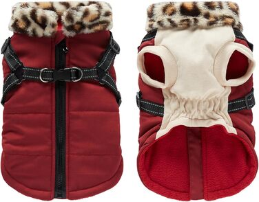 Зимовий теплий одяг для собак YRRYGMN: куртка з відбиваючими елементами, комір з хутром, для холодної погоди, розмір L (45-49 см обхват грудей)