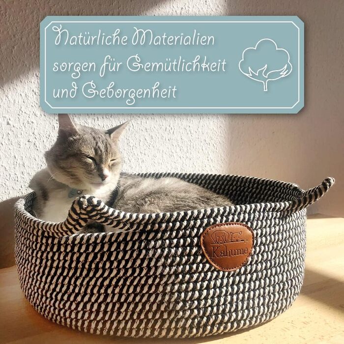 Квіткове ліжко для котів, лежанка для котів з бавовняних мотузок, екологічне ліжко для котів, лежанка для собак, плетений кошик, ліжко для котів, місце для сну та відпочинку, лежанка для домашніх тварин, кошик для котів, білий (чорно-білий)