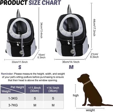 Переносний дихаючий рюкзак для собак та котів, регульований транспортний рюкзак з вікном (Чорний, M)