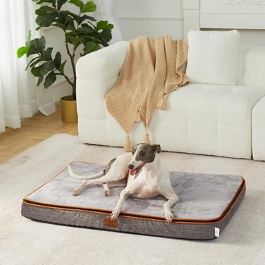 Ортопедичне ліжко для собак з Memory Foam, 15.2 см товщиною, для великих собак, вологостійке, знімний, пране, з блискавкою, максимальний комфорт та легкість догляду, 135 x 27 x 15 см (XL, сірий)