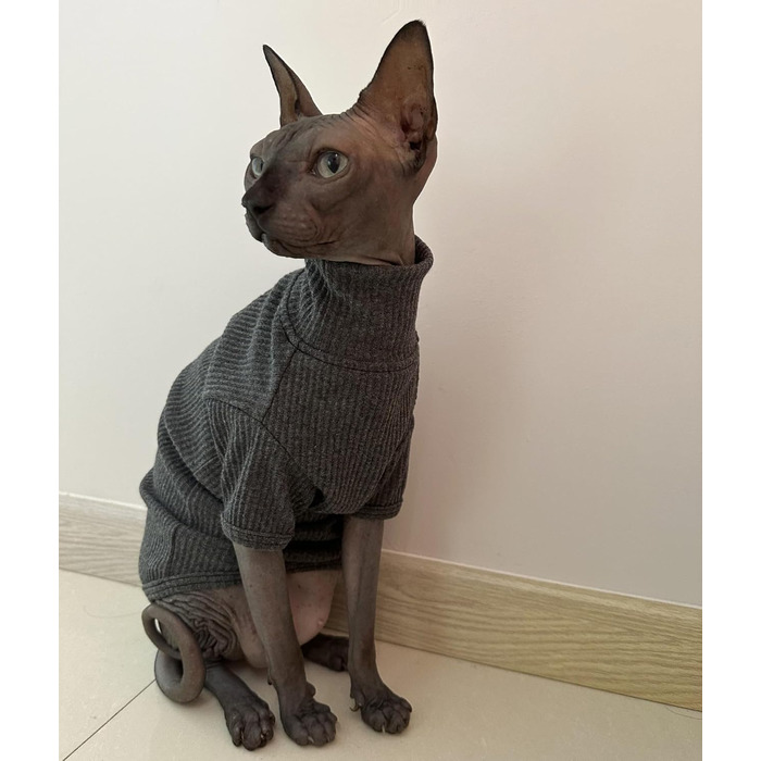 Светр для котів Sphynx, бавовняний, з рукавами, піжама-комбінезон для сфінксів, корніш-рекс, девон-рекс, петерболд, білий, розмір M