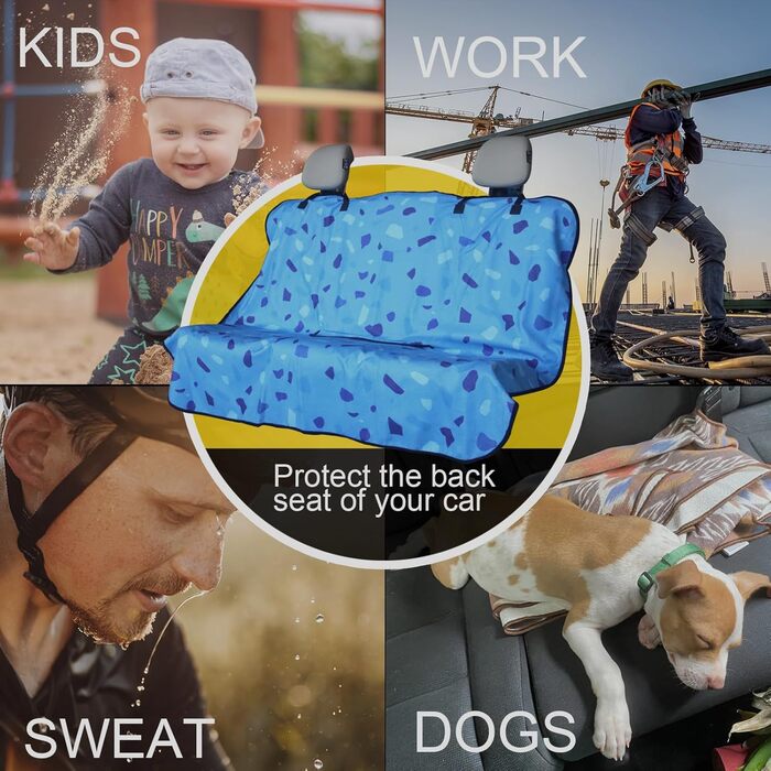 Водонепроникний чохол на сидіння заднього ряду для авто: легкориків, позашляховиків, вантажівок (синій мармур)